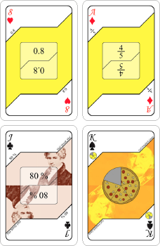 Korttipeli - Murtoluvut (keltainen)