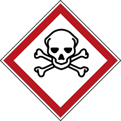 Varningsetikett kemikaliebestndig - Giftig 250 st