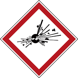 Varningsetikett kemikaliebestndig - Explosiv 250 st