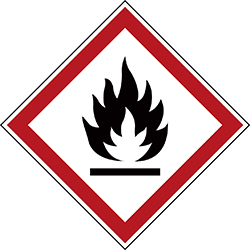 Varningsetikett kemikaliebestndig - Brandfarlig 250 st