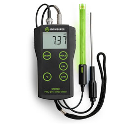 pH meter with thermometer